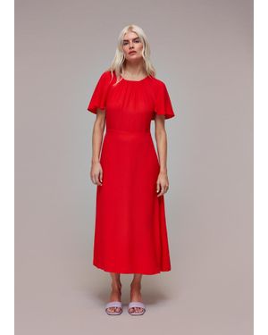 Whistles Petite Annabelle Cape Sleeve Dress - Red