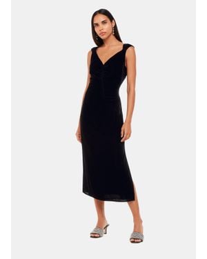 Whistles Draped Velvet Midi Dress - Blue