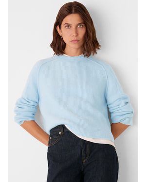 Whistles Aria Wool Mix Crew Knit - White