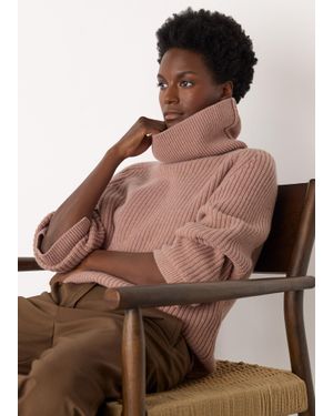 Whistles Heavy Gauge Roll Neck Knit - Brown