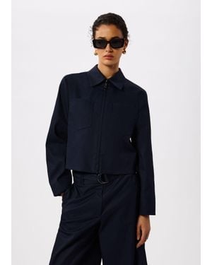 Whistles Compact Cotton Cropped Jacket - Blue