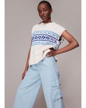 Whistles Evie Pull Leg Trouser - Blue