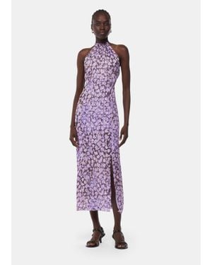 Whistles Floral Metallic Dobby Dress - Purple