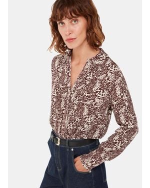 Whistles Micro Leopard Print Shirt - Multicolour