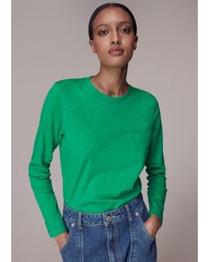 Whistles Crew Neck Pocket Top - Green