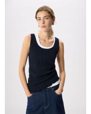 Whistles Frill Hem Knitted Vest - Blue