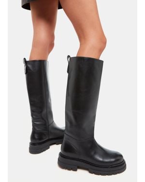 Whistles Maceo Lug-Sole Leather Knee-High Boots - Black