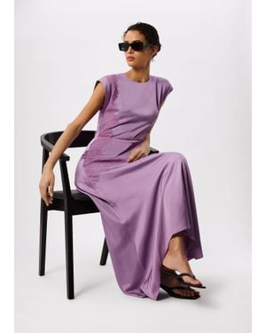 Whistles Lace Insert Asymmetric Dress - Pink