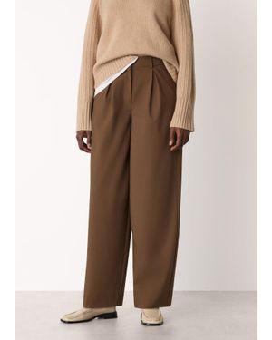 Whistles Wool Blend Barrel Trouser - Brown