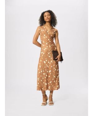 Whistles Sleeveless Spot Viscose Midi Dress - White