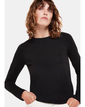 Whistles Crew Neck Pocket Top - Black