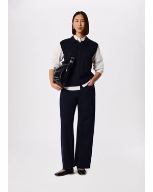 Whistles Wide Leg Casual Cotton Trouser - Blue