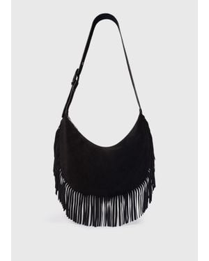 Whistles Sia Suede Fringed Bag - Black
