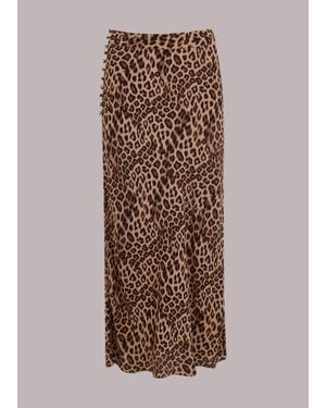 Whistles Jungle Cheetah Button Skirt - Brown
