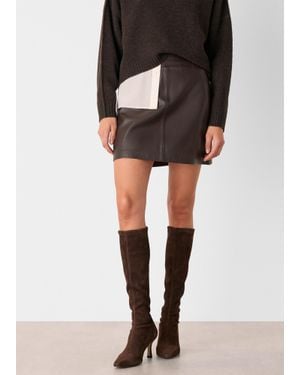 Whistles Leather A Line Skirt - Black