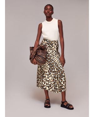 Whistles Painted Leopard Button Skirt - Multicolour