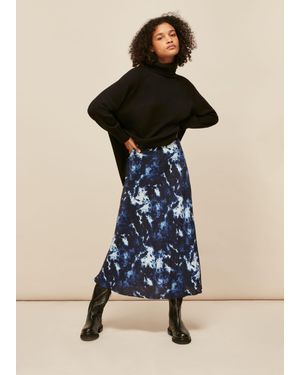 Whistles Tie Dye Bias Skirt - Blue