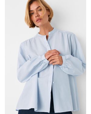 Whistles Silk Cotton Trapeze Shirt - Blue