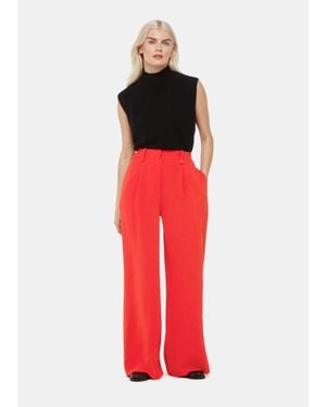 Whistles Petite Harper Crepe Wide Leg Trouser - Red