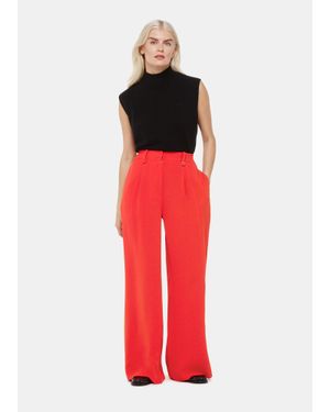 Whistles Petite Harper Crepe Wide Leg Trouser - Red