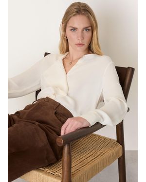Whistles Draped Ruffle Feminine Blouse - Brown