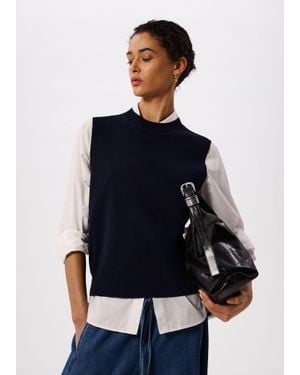 Whistles Round Neck Detail Tank - Blue