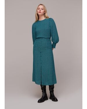 Whistles Star Check Button Front Skirt - Blue