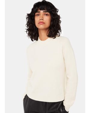 Whistles Wool Textured Crew Neck Knit - White