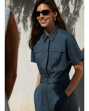 Whistles Relaxed Shoulder Seam Jumpsuit - Blue
