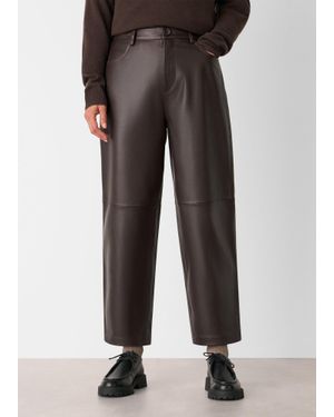 Whistles Leather Barrel Leg Trouser - Black