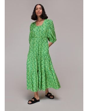 Whistles Climbing Vine Trapeze Dress - Green