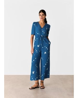 Whistles Sun Bleached Floral Jumpsuit - Blue