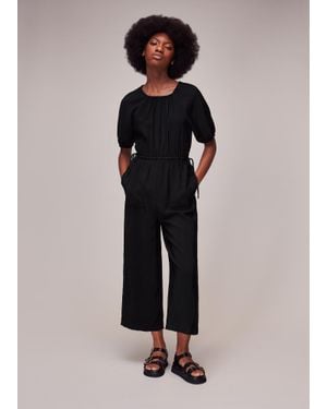 Whistles Melissa Gathered Neck Jumpsuit - Black