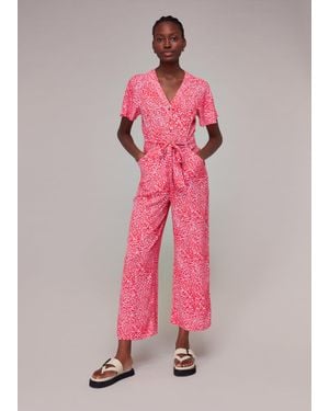 Whistles Diagonal Leopard Jumpsuit - Pink