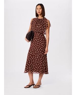 Whistles Petite Polka Dot Print Midi Dress - Red
