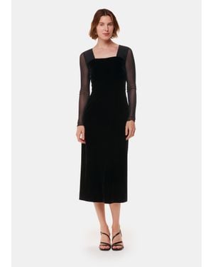 Whistles Mesh Sleeve Velvet Dress - Black