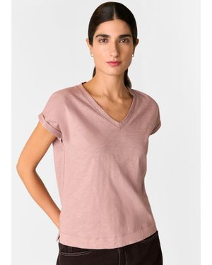 Whistles Willa V Neck Cap Sleeve Tee - Pink