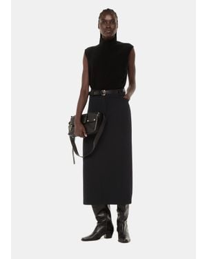 Whistles Abigail Tailored Midi Skirt - Black
