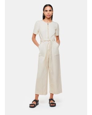 Whistles Short Sleeve Denim Jumpsuit - White