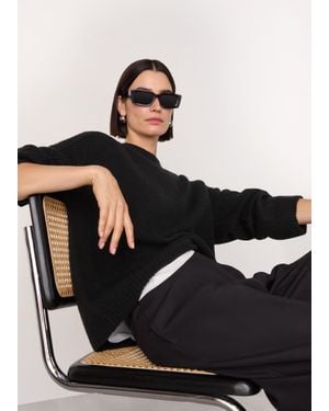 Whistles Wool Mix Seam Detail Knit - Black