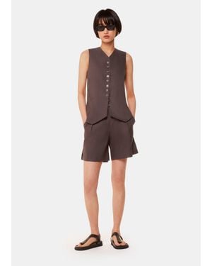 Whistles Mila Linen Blend Short - Grey