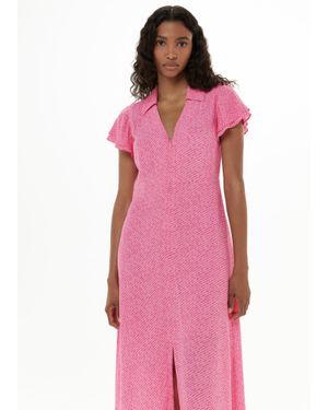 Whistles Nina Diagonal Fleck Midi Dress - Pink