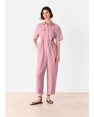 Whistles Short Sleeved Utility Jumpsuit - Pink
