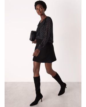 Whistles Metallic Dobby Frill Blouse - Natural