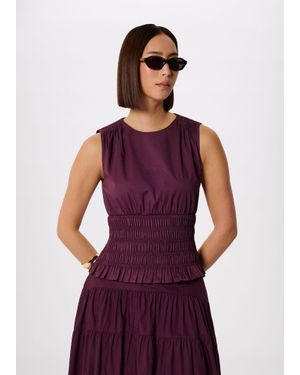 Whistles Cotton Shirred Tank - Purple