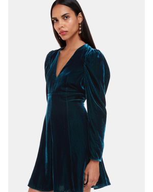 Whistles Charley Velvet Flippy Dress - Blue