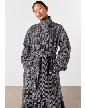 Whistles Petite Cosette Funnel Neck Coat - Grey