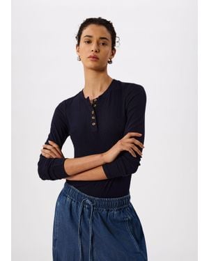 Whistles Essential Rib Henley - Blue