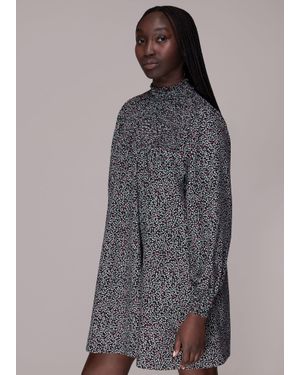 Whistles Micro Bud Pintuck Dress - Grey