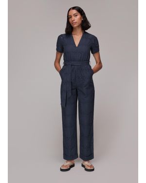 Whistles Zoe Broderie Jumpsuit - Blue
